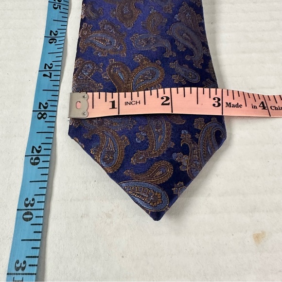 Silk Tie Italian Made Shimmering Rich Purple Gold Blue Paisley Beautiful¡ - Picture 7 of 10